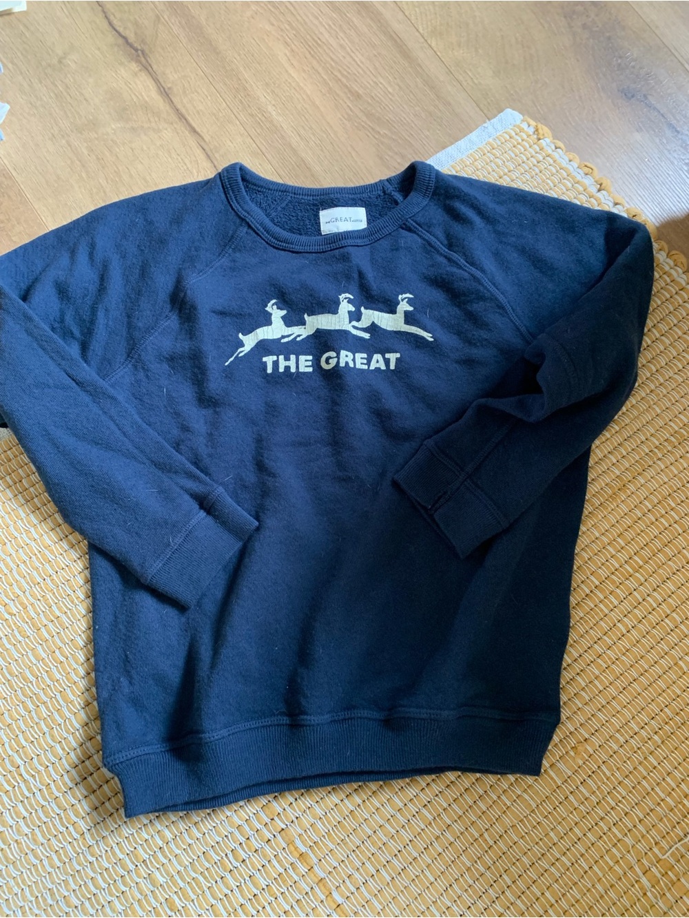 THE GREAT. Kids little Navy Crewneck New NWT 10 reindeer holiday winter